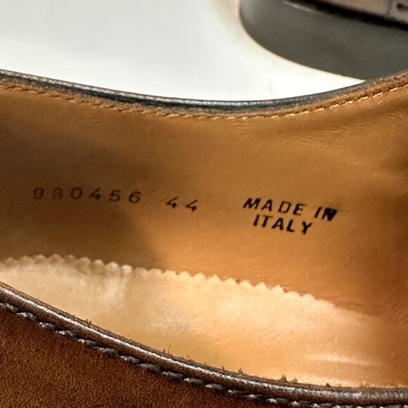 WORN TWICE Antonio Maurizi Brown Cap Toe Derby Brogue Made in Italy EU 44 US 11 - Picture 9 of 12
